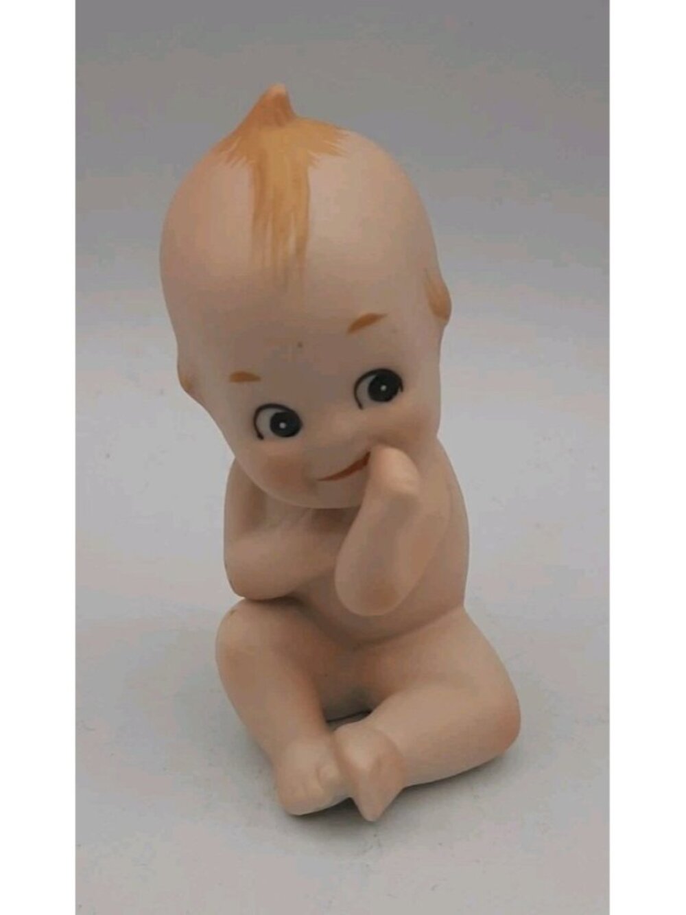 Vintage Lefton Porcelain Kewpie Cupie Doll Sitting Figurine 3 1/16 In Tall